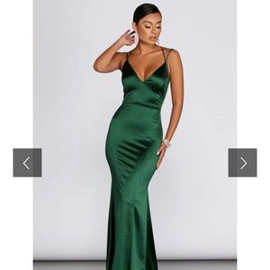 Long prom dress with lace up back